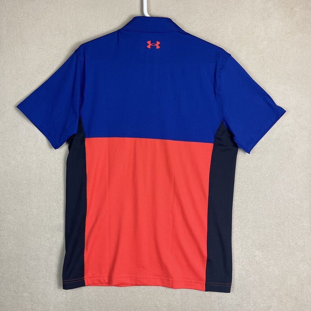 Under Armour Polo Shirt Mens Medium Blue Black Red Performance Blocked Adult NWT - Picture 10 of 11